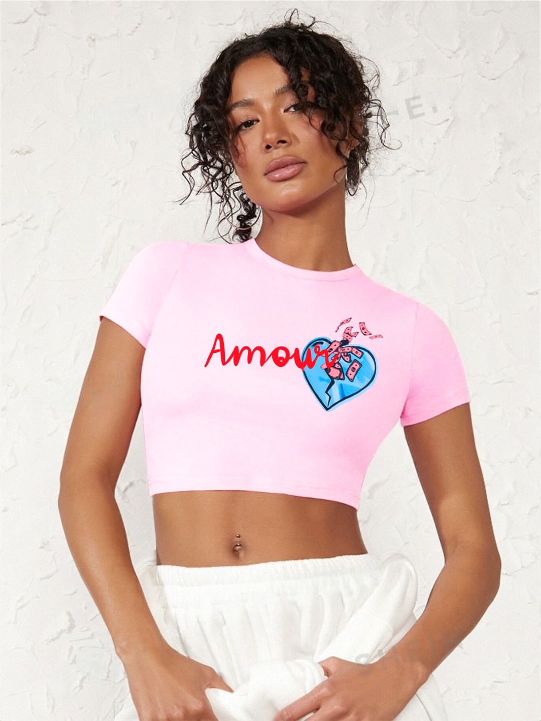 

Stylecast X Hersheinbox Printed Cotton Crop Top, Pink