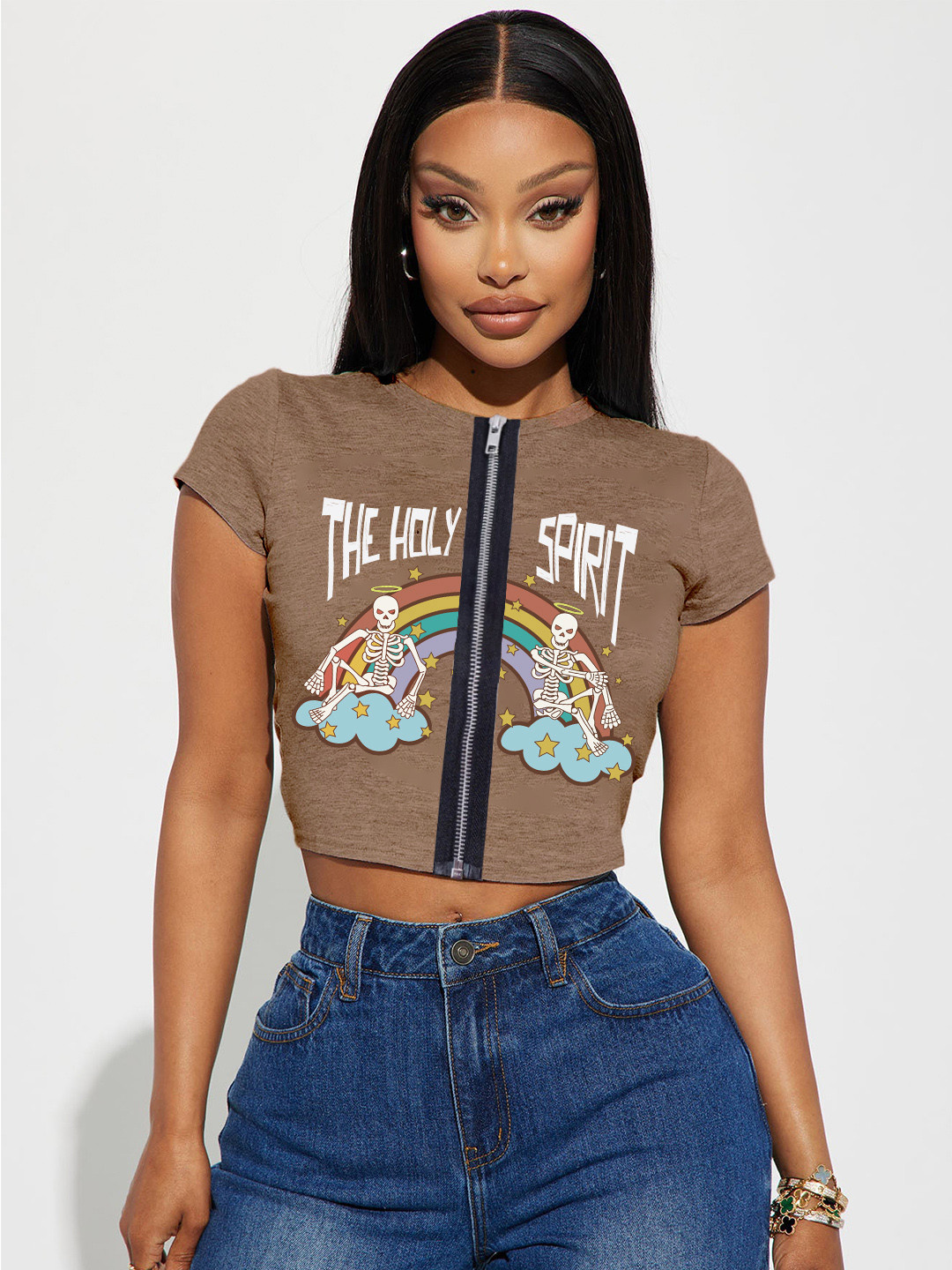 

Stylecast X Hersheinbox Printed Cotton Crop Top, Brown