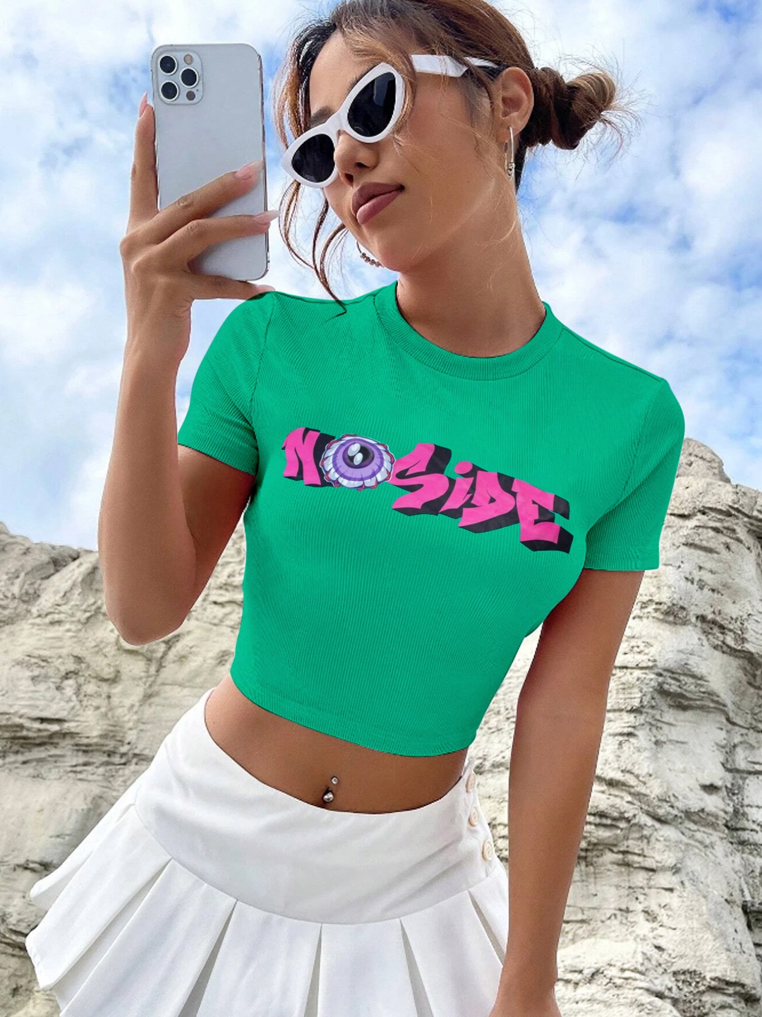 

Stylecast X Hersheinbox Printed Cotton Crop Top, Green