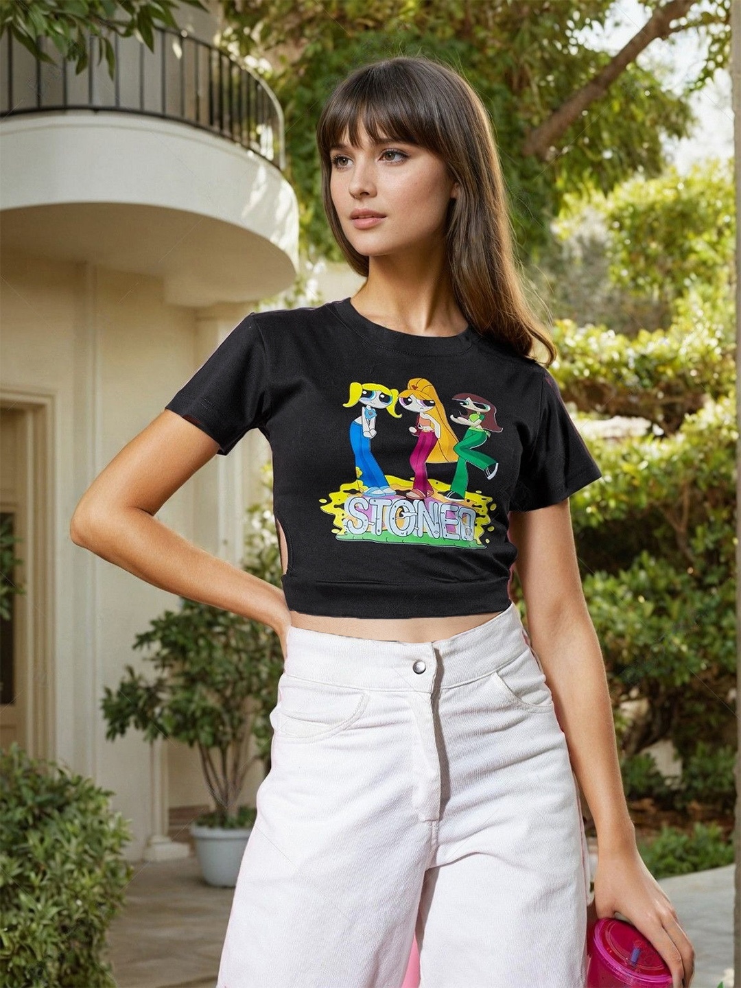 

Stylecast X Hersheinbox Printed Cotton Crop Top, Black
