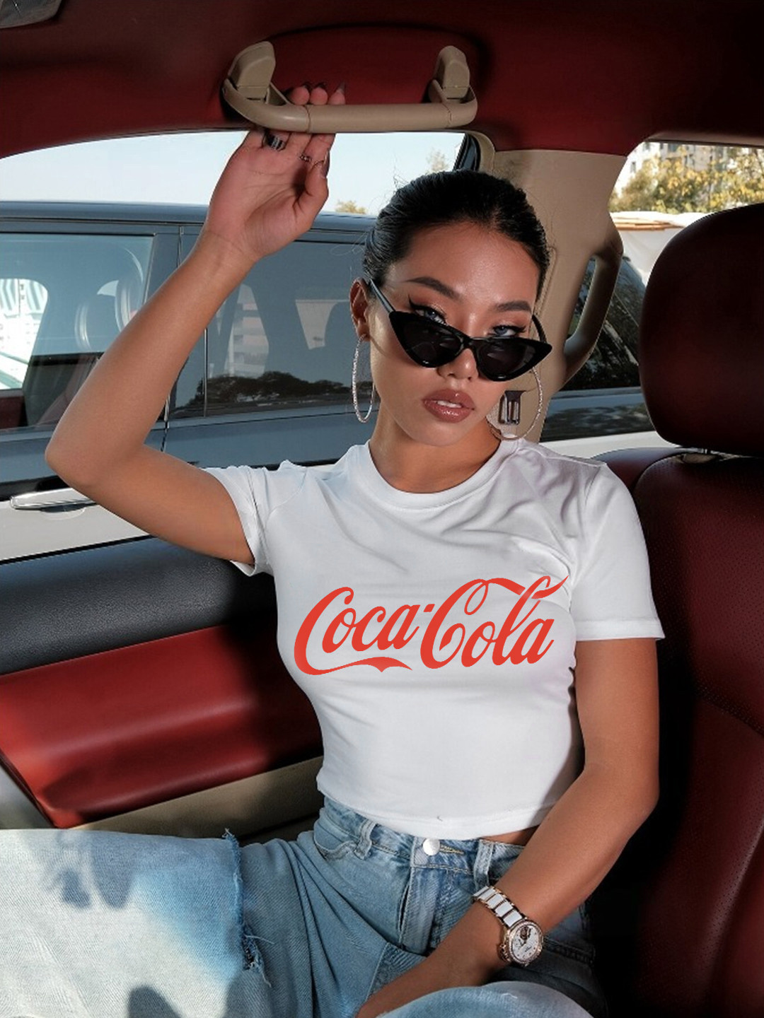 

Stylecast X Hersheinbox Print Cotton Crop Top, White