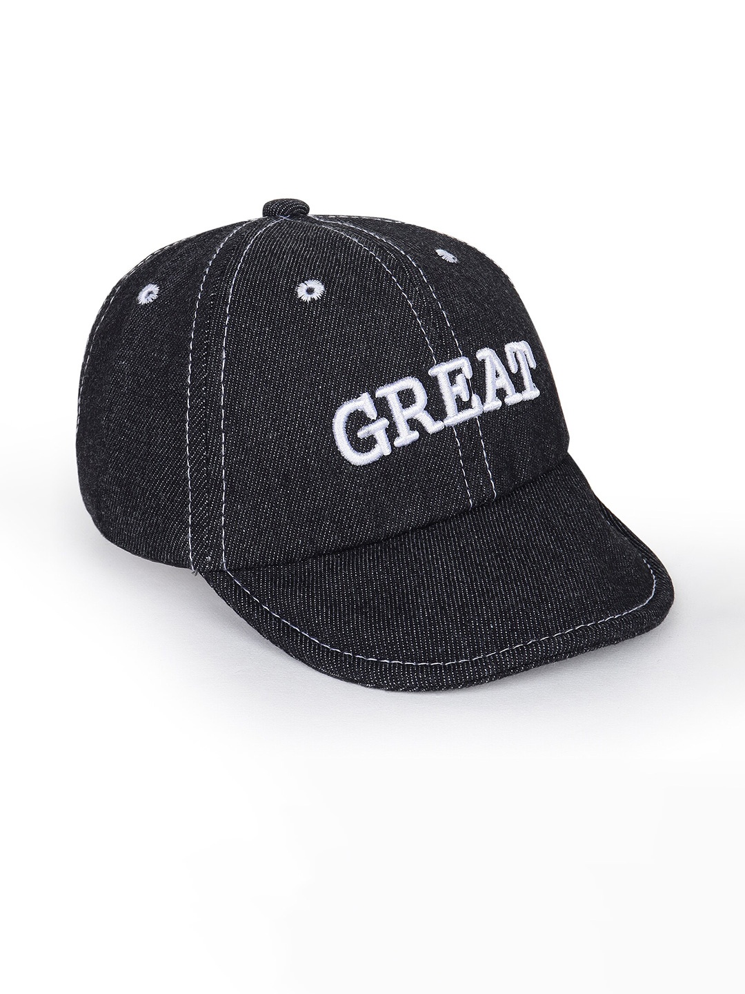 

Zacharias Kids Embroidered Cotton Denim Baseball Cap, Black