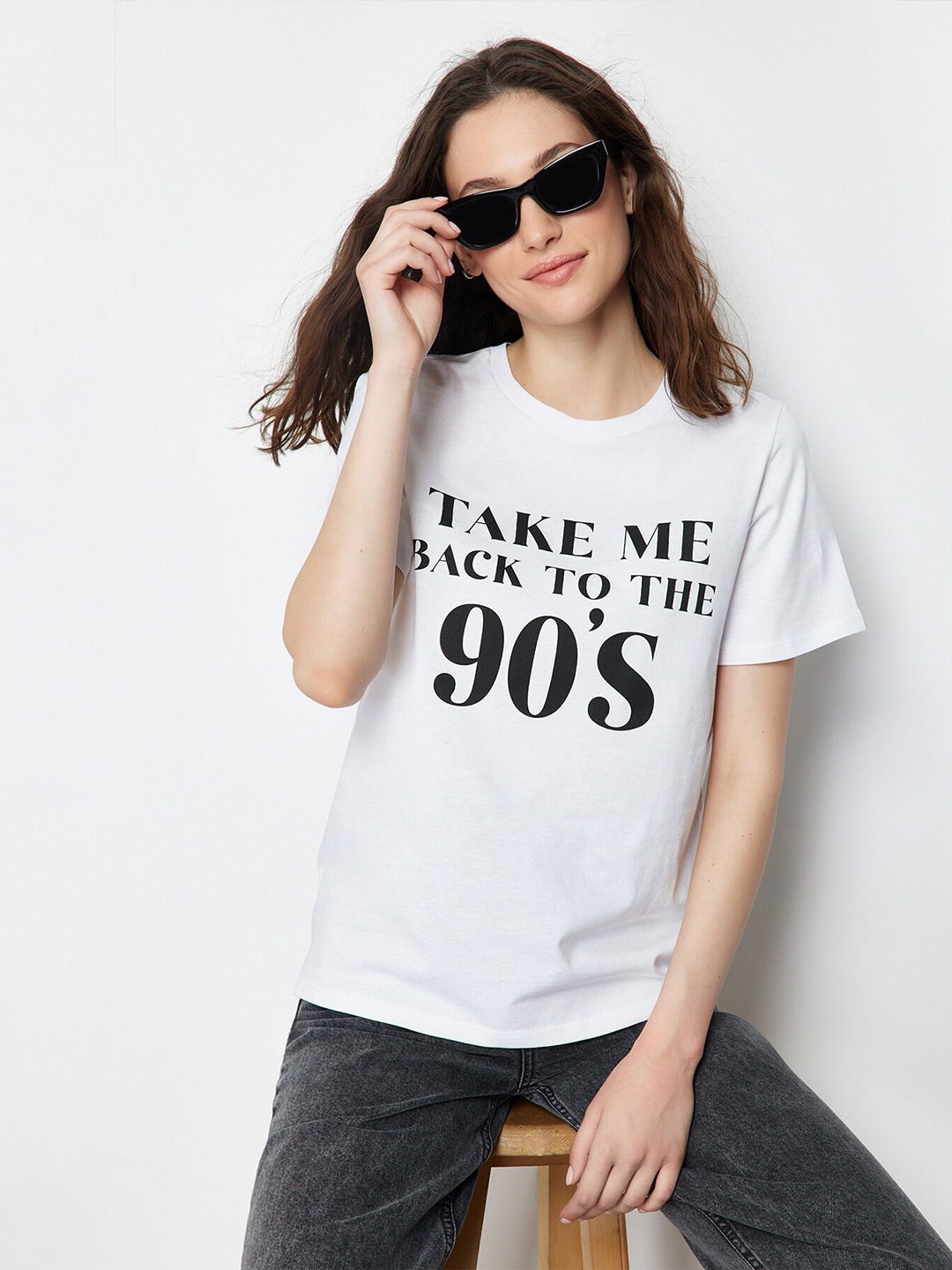 

Trendyol Typography Printed Cotton T-shirt, White
