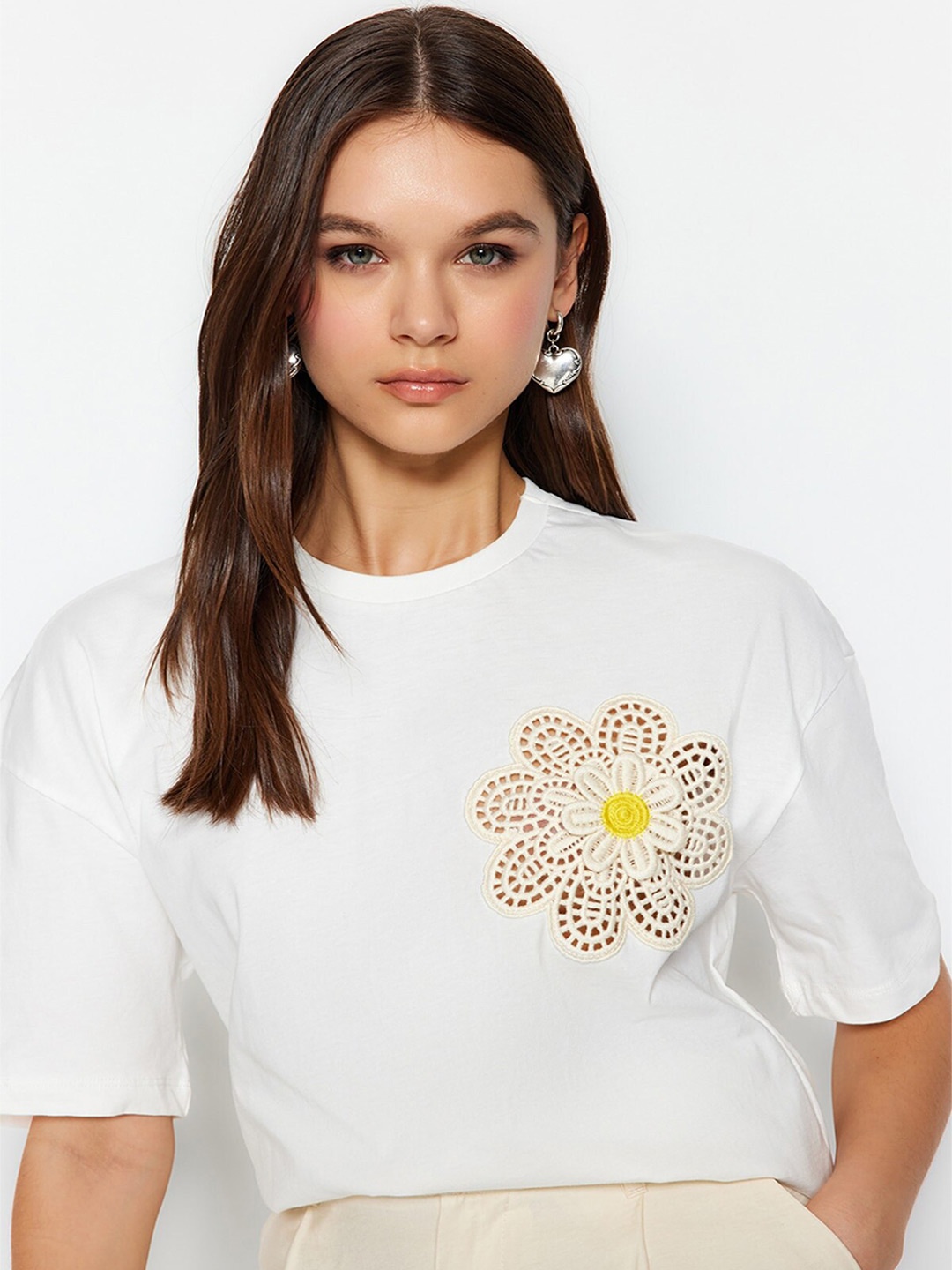 

Trendyol Graphic Printed Cotton T-shirt, White