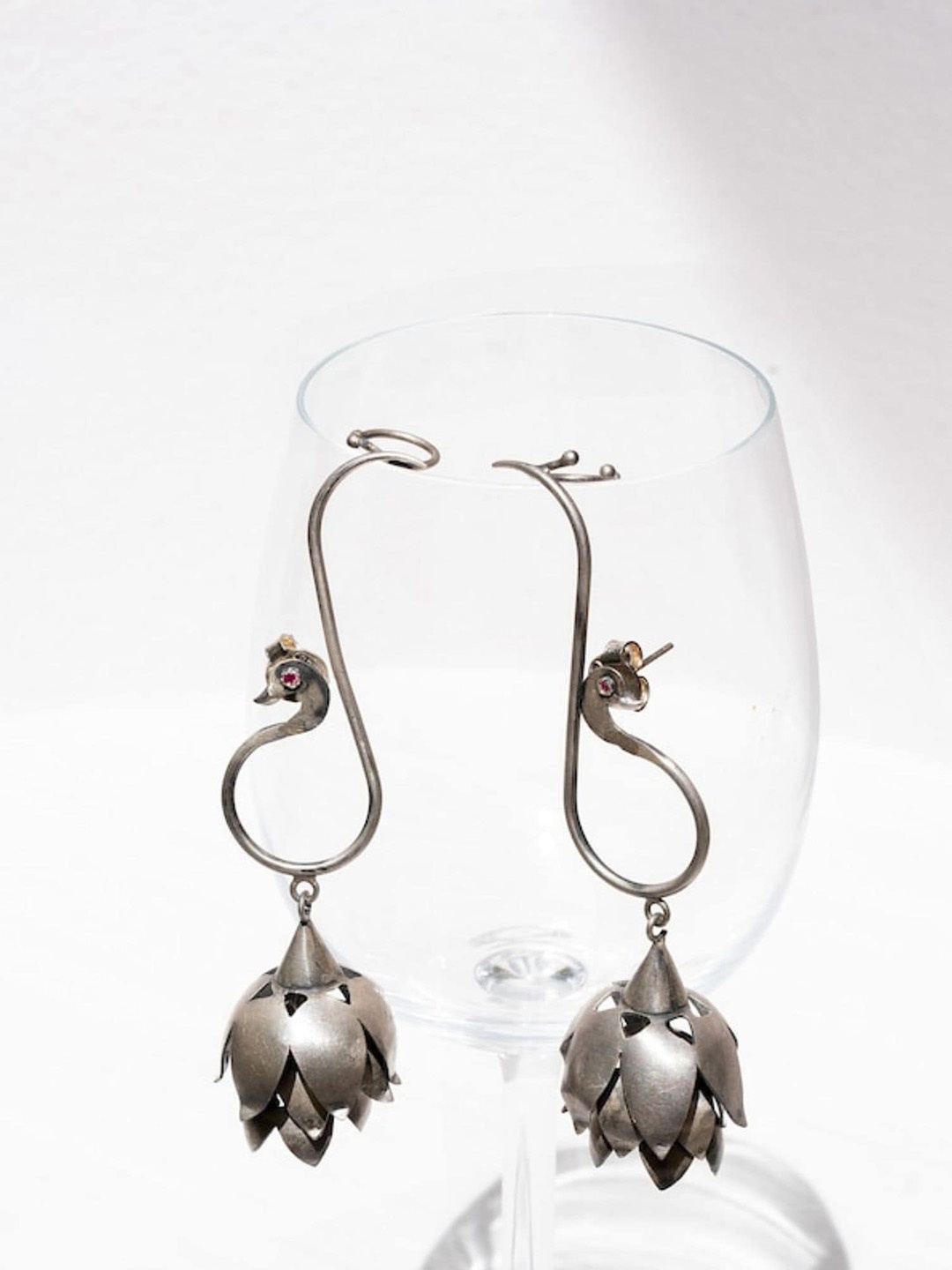 

Dulcett Peacock Shaped Silver-Plated Half Hoop Earrings