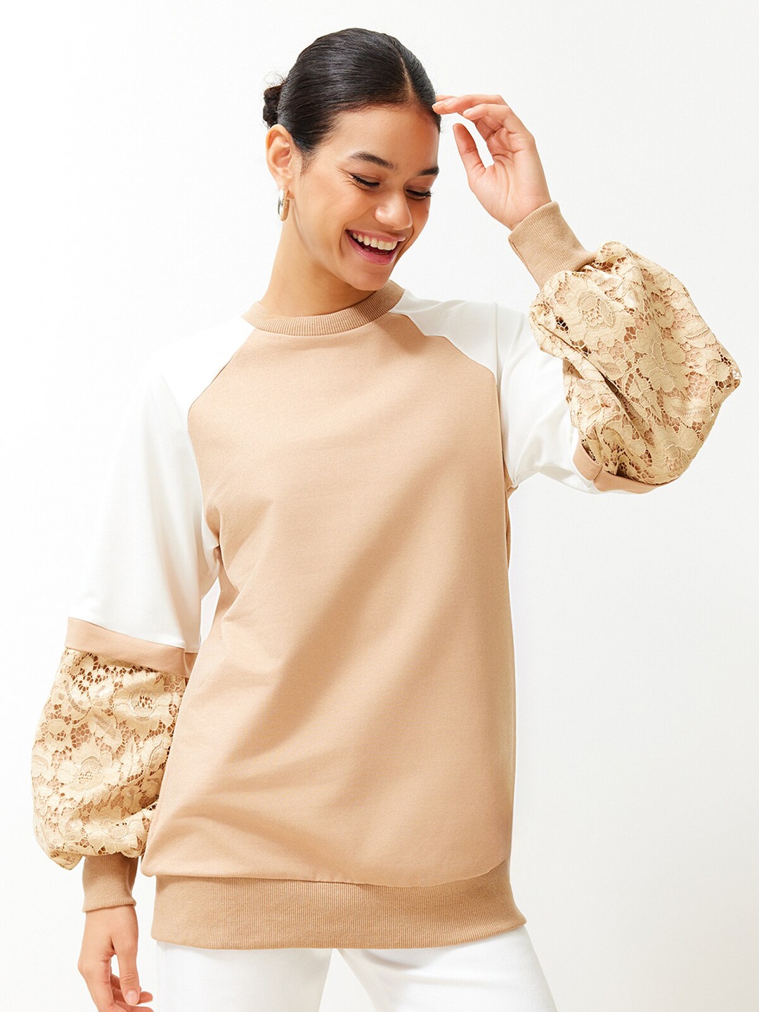 

Trendyol Longline Pullover Sweatshirt, Beige