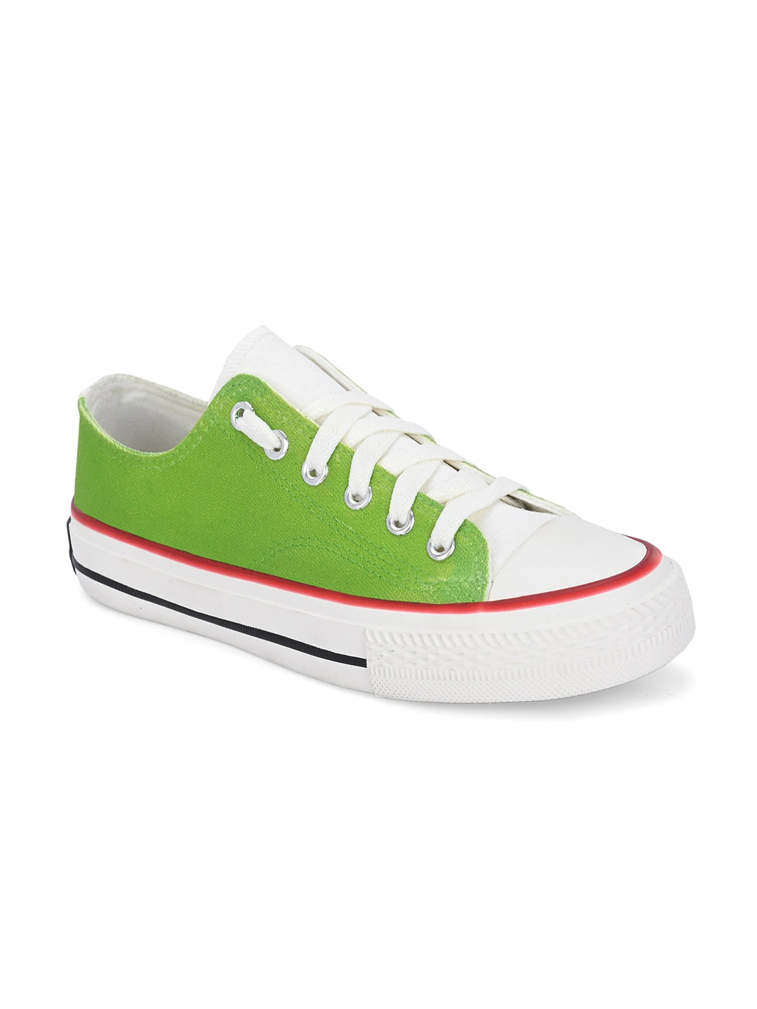 

CROWCIA LONDON Men Round Toe Lightweight Canvas Sneakers, Green