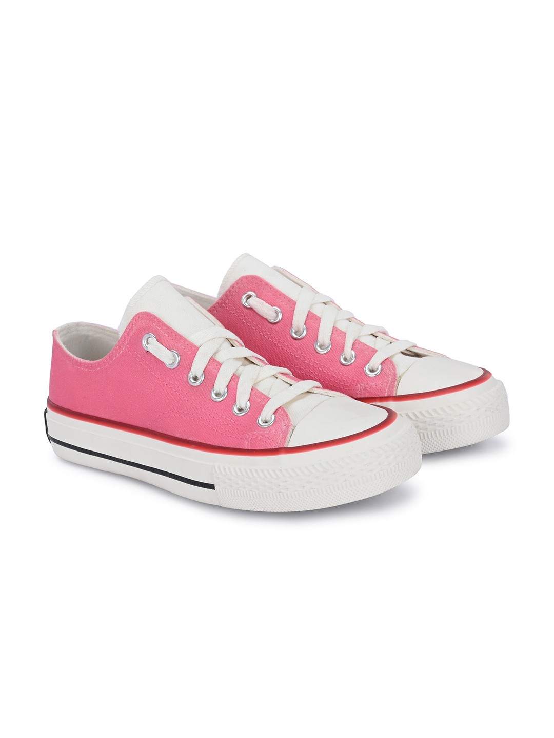 

CROWCIA LONDON Men Round Toe Canvas Lightweight Sneakers, Pink