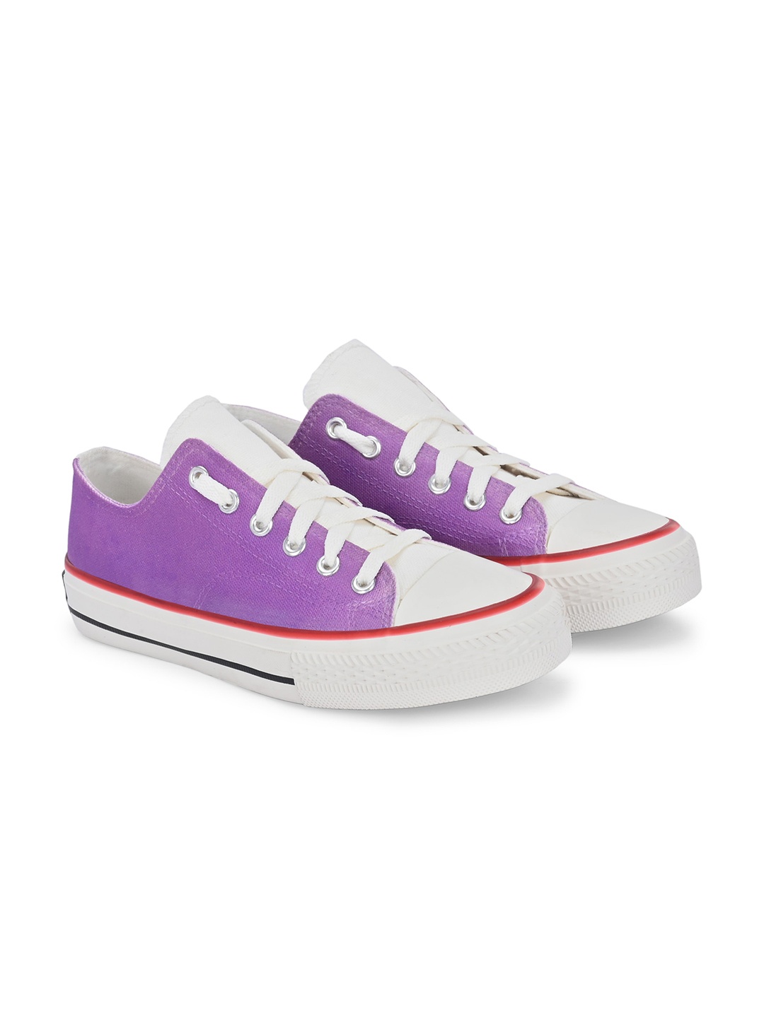 

CROWCIA LONDON Men Round Toe Canvas Lightweight Sneakers, Purple