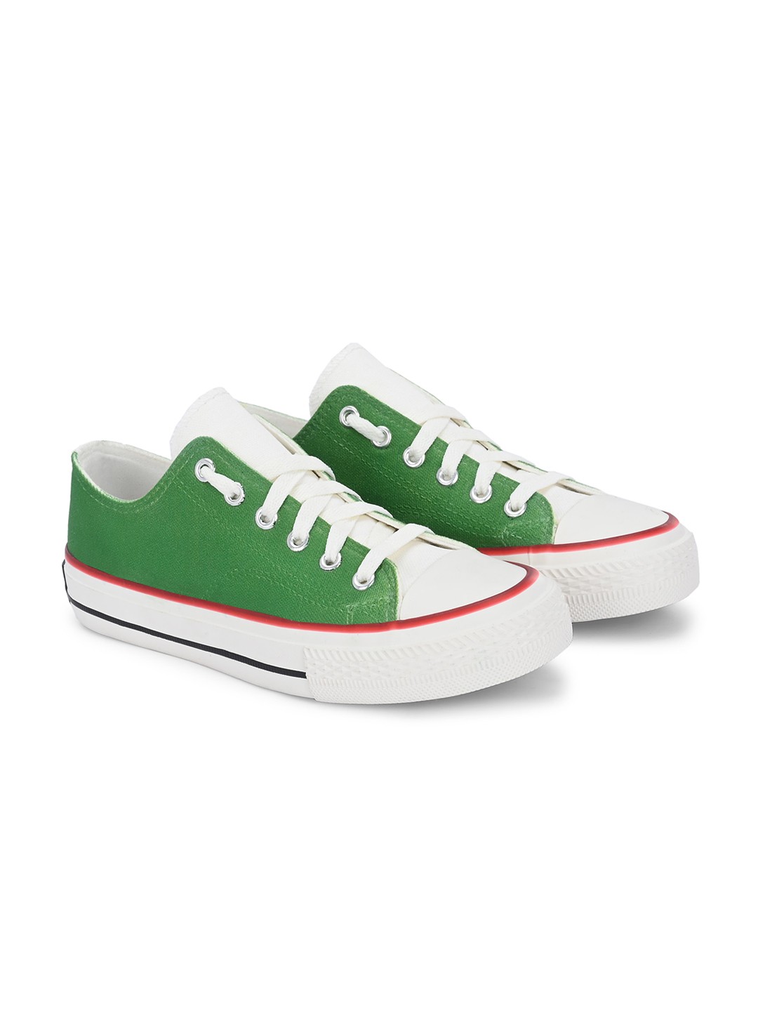 

CROWCIA LONDON Men Colourblocked Lightweight Canvas Sneakers, Green