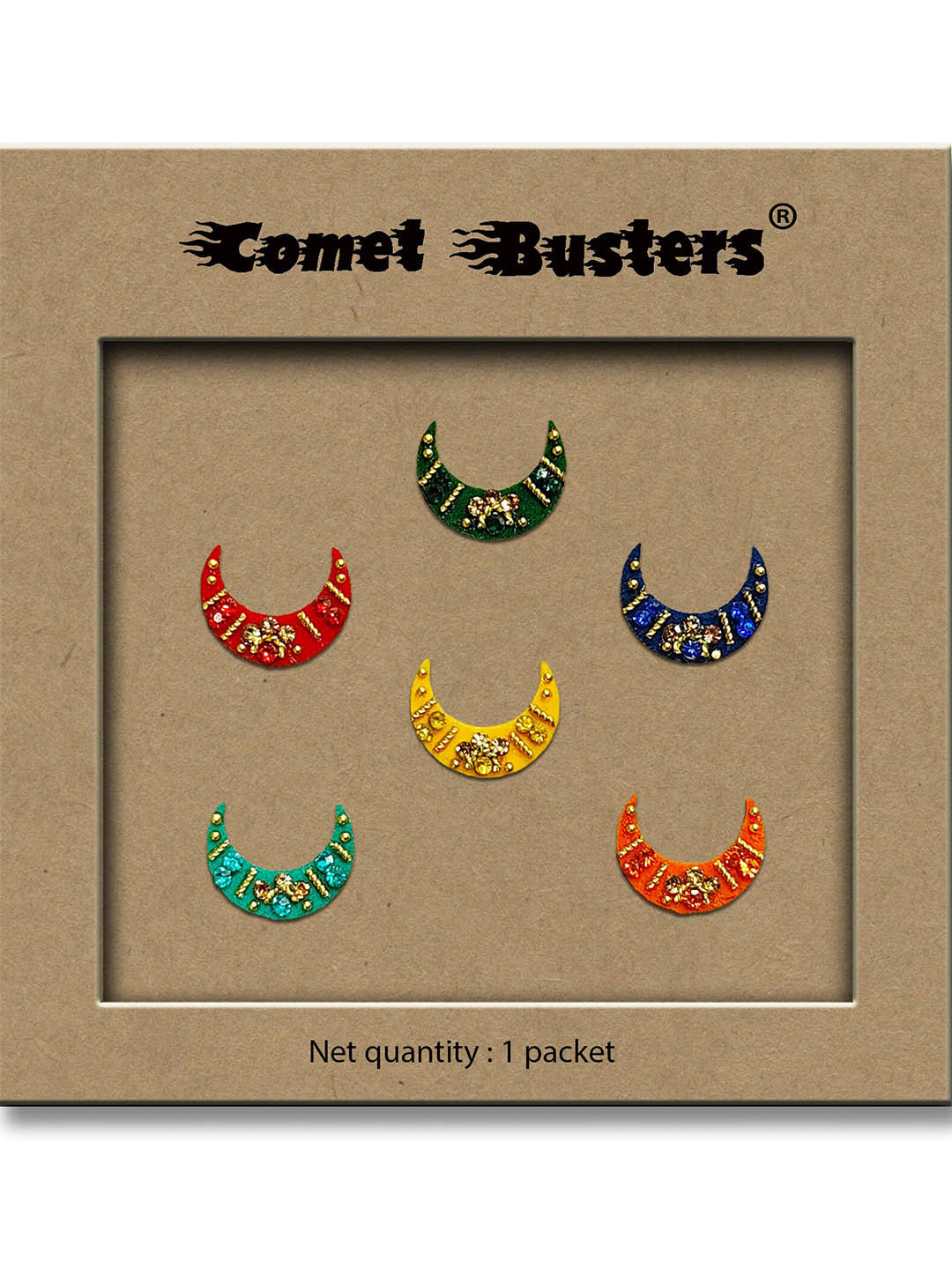 

Comet Busters 6-Pcs Handmade Traditional Designer Bindi - Multicolored, Multi