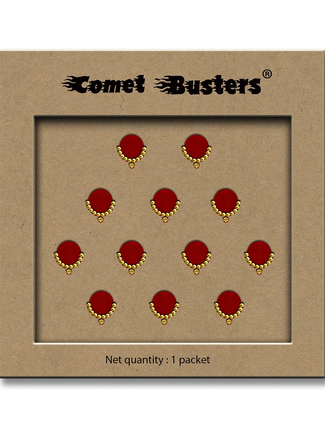 

Comet Busters 12-Pcs Handmade Traditional Designer Bindi - Red