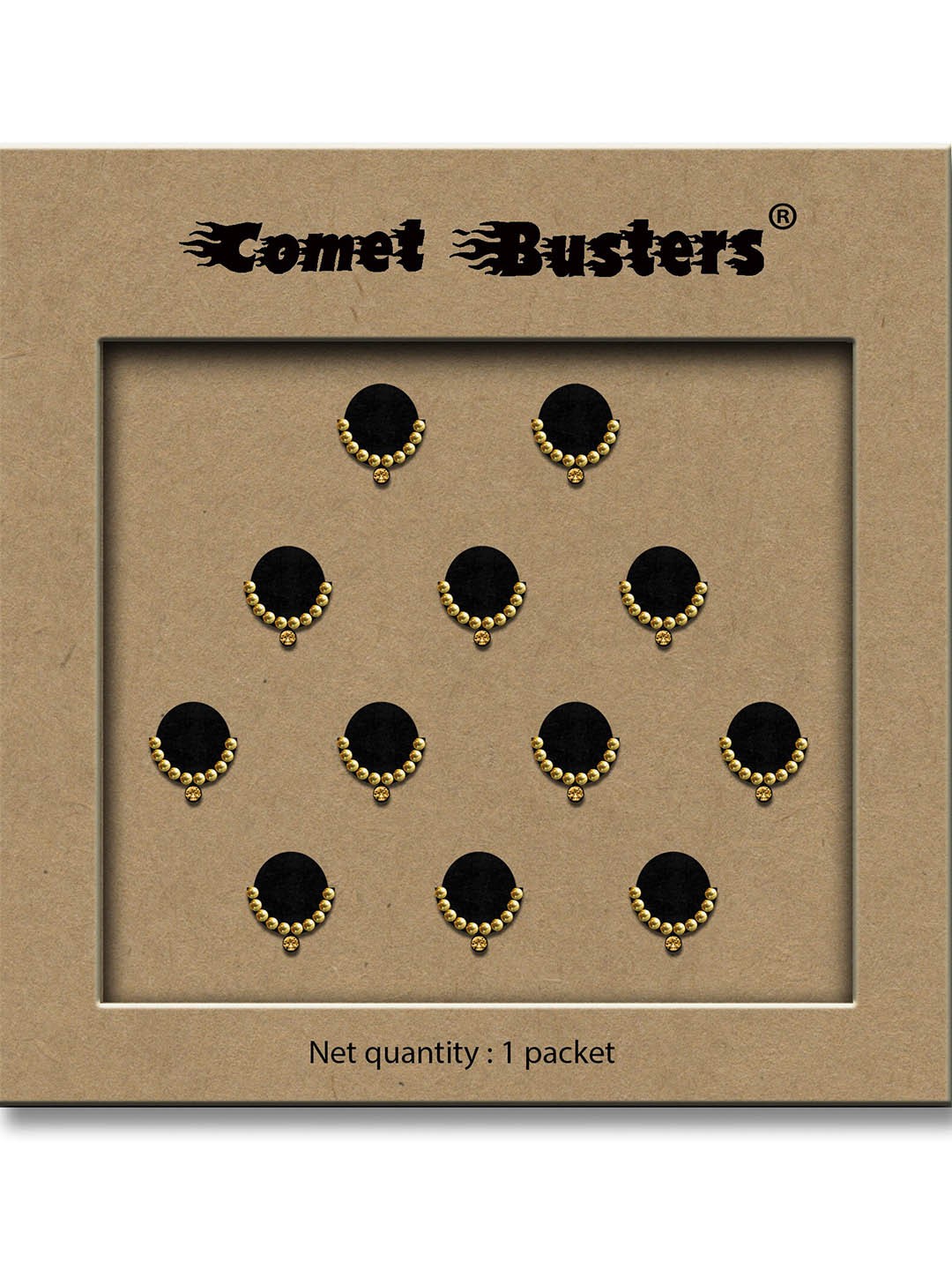 

Comet Busters 12-Pcs Handmade Traditional Designer Bindi - Black