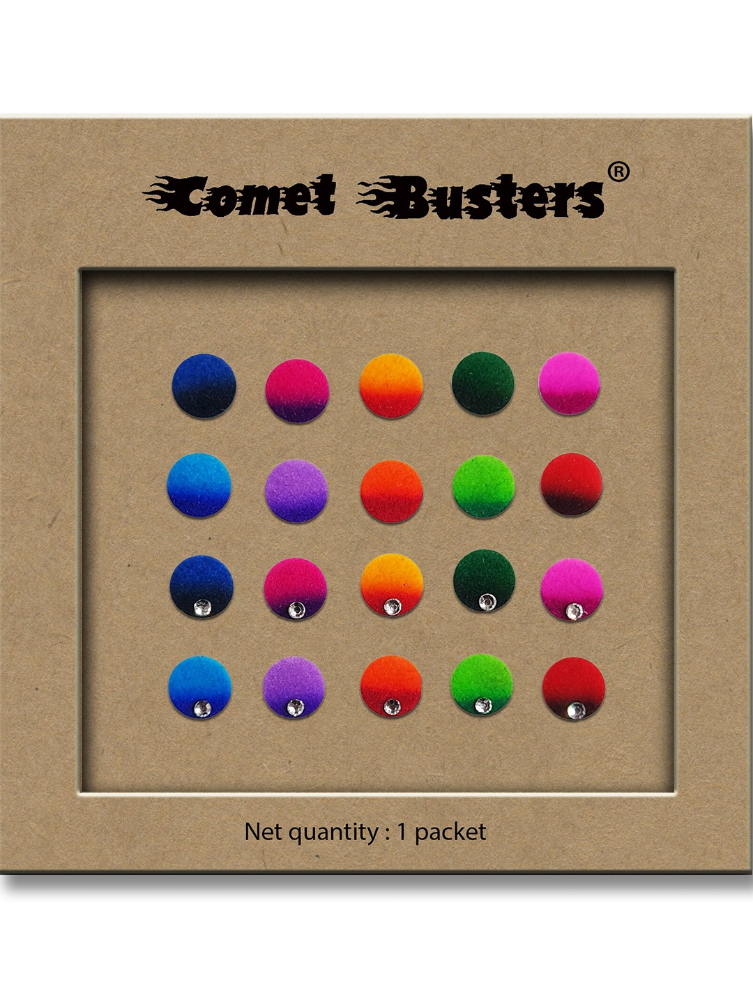 

Comet Busters 25-Pcs Handmade Traditional Designer Bindi - Multicolored, Multi
