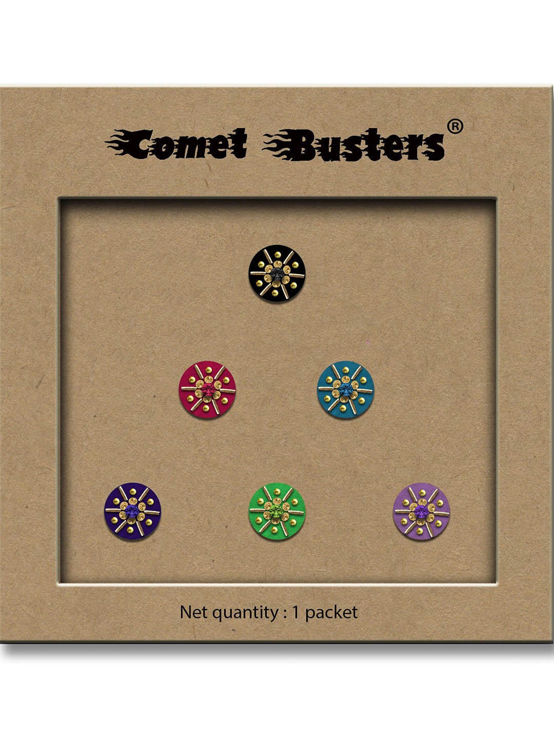 

Comet Busters 6-Pcs Handmade Traditional Designer Bindi - Multicolored, Multi