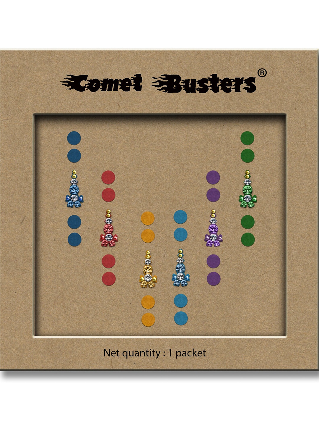 

Comet Busters 6-Pcs Handmade Traditional Designer Bindi - Multicolored, Multi