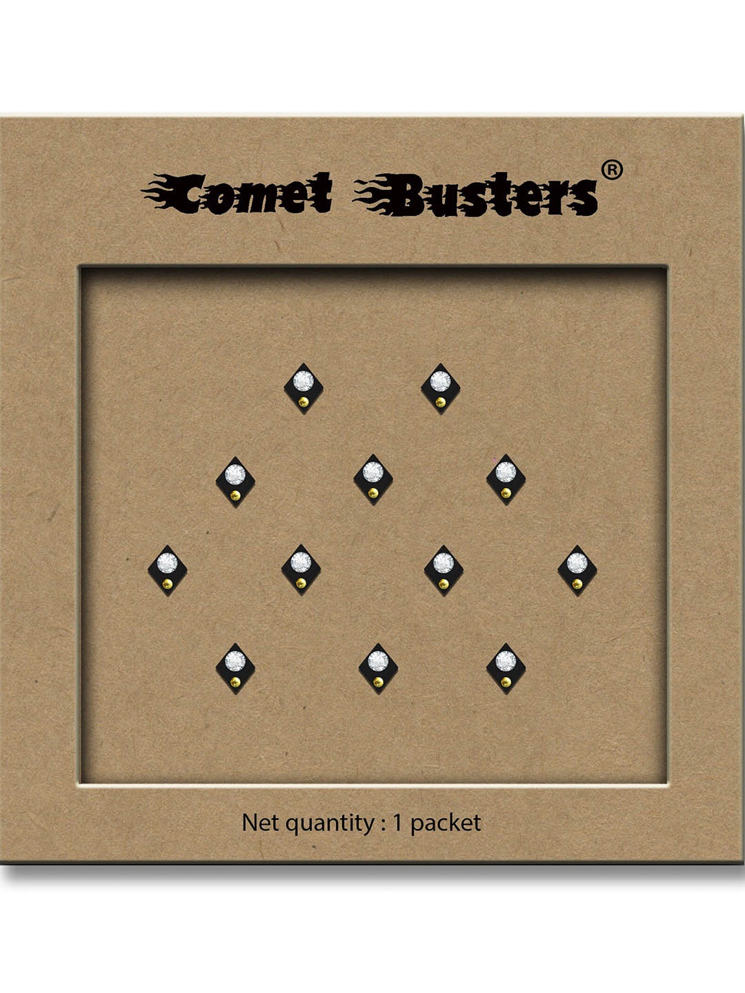

Comet Busters 12-Pcs Handmade Traditional Designer Bindi - Black