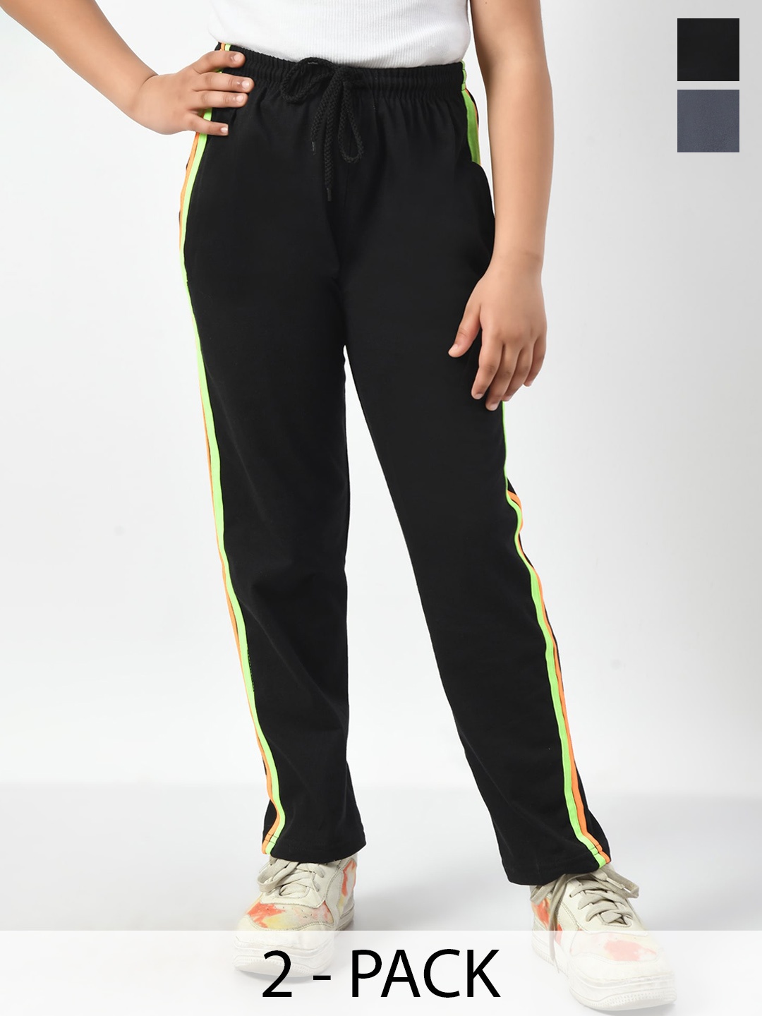 

BAESD Girls Pack Of 2 Cotton Track Pants, Black