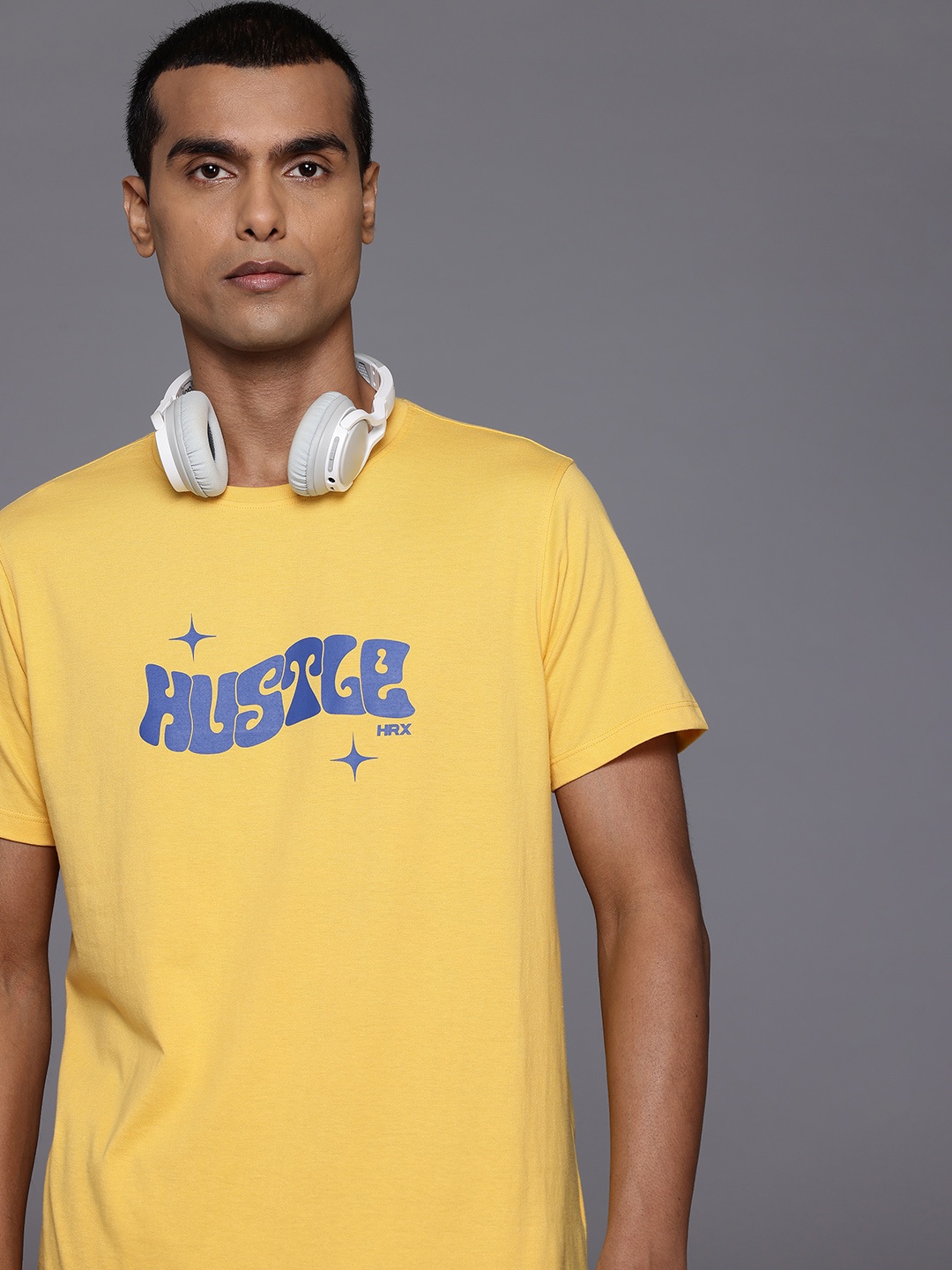 HRX by Hrithik Roshan Typography Print Lifestyle T-shirt, Yellow