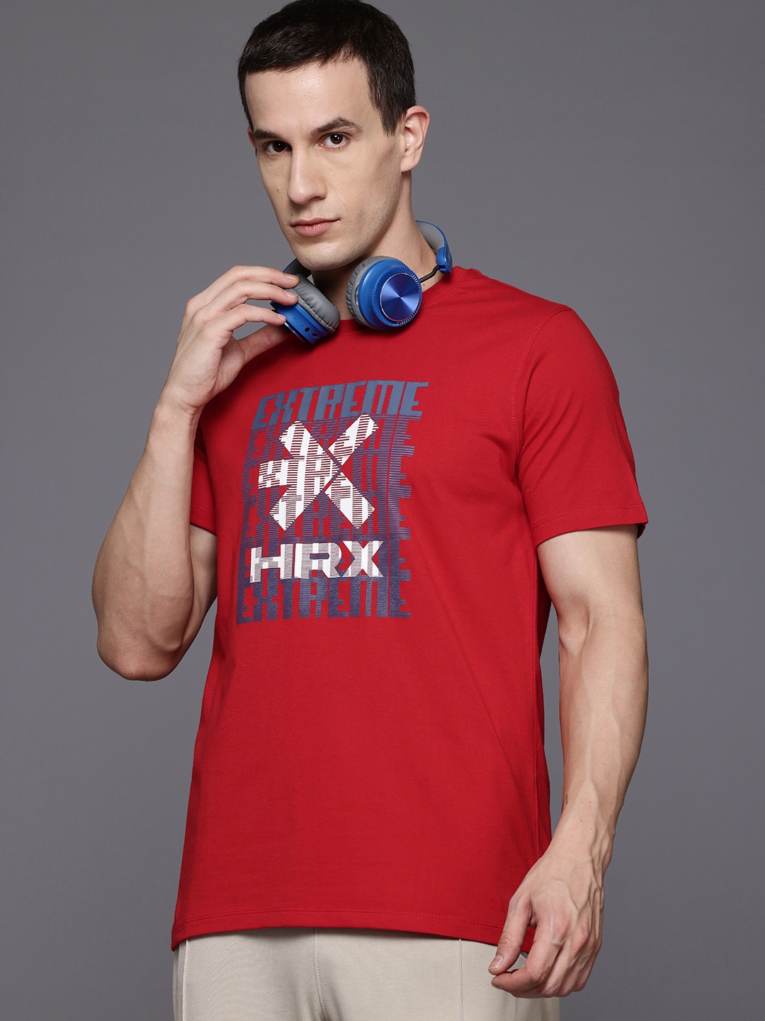 

HRX by Hrithik Roshan Brand Logo Print T-shirt, Red