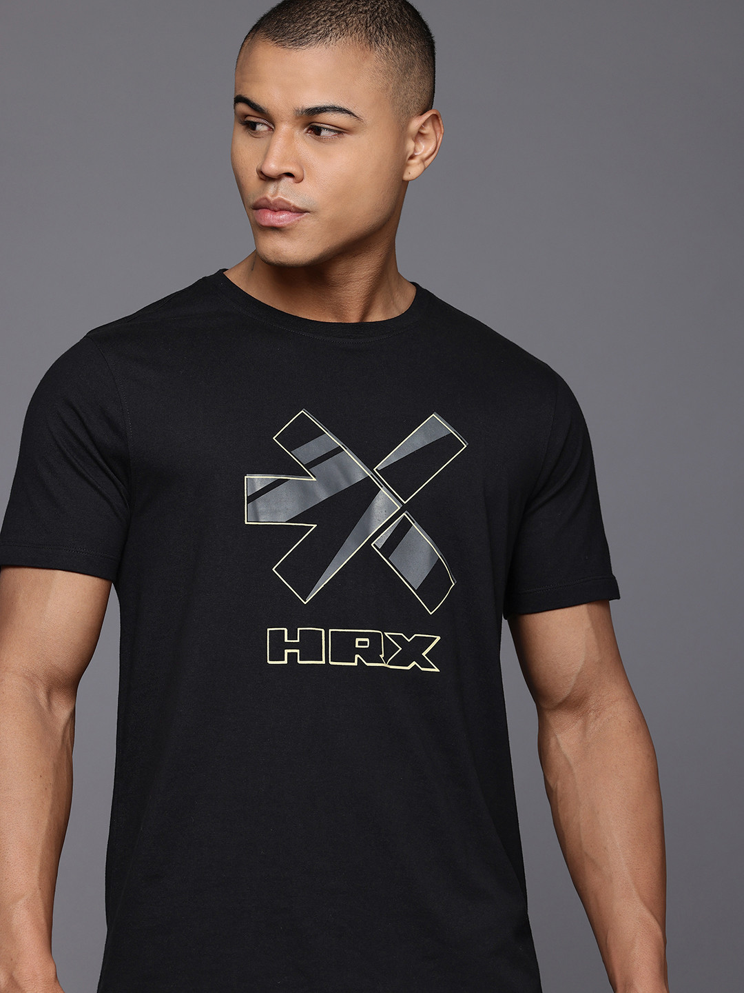 

HRX by Hrithik Roshan Brand Logo Printed Casual T-shirt, Black