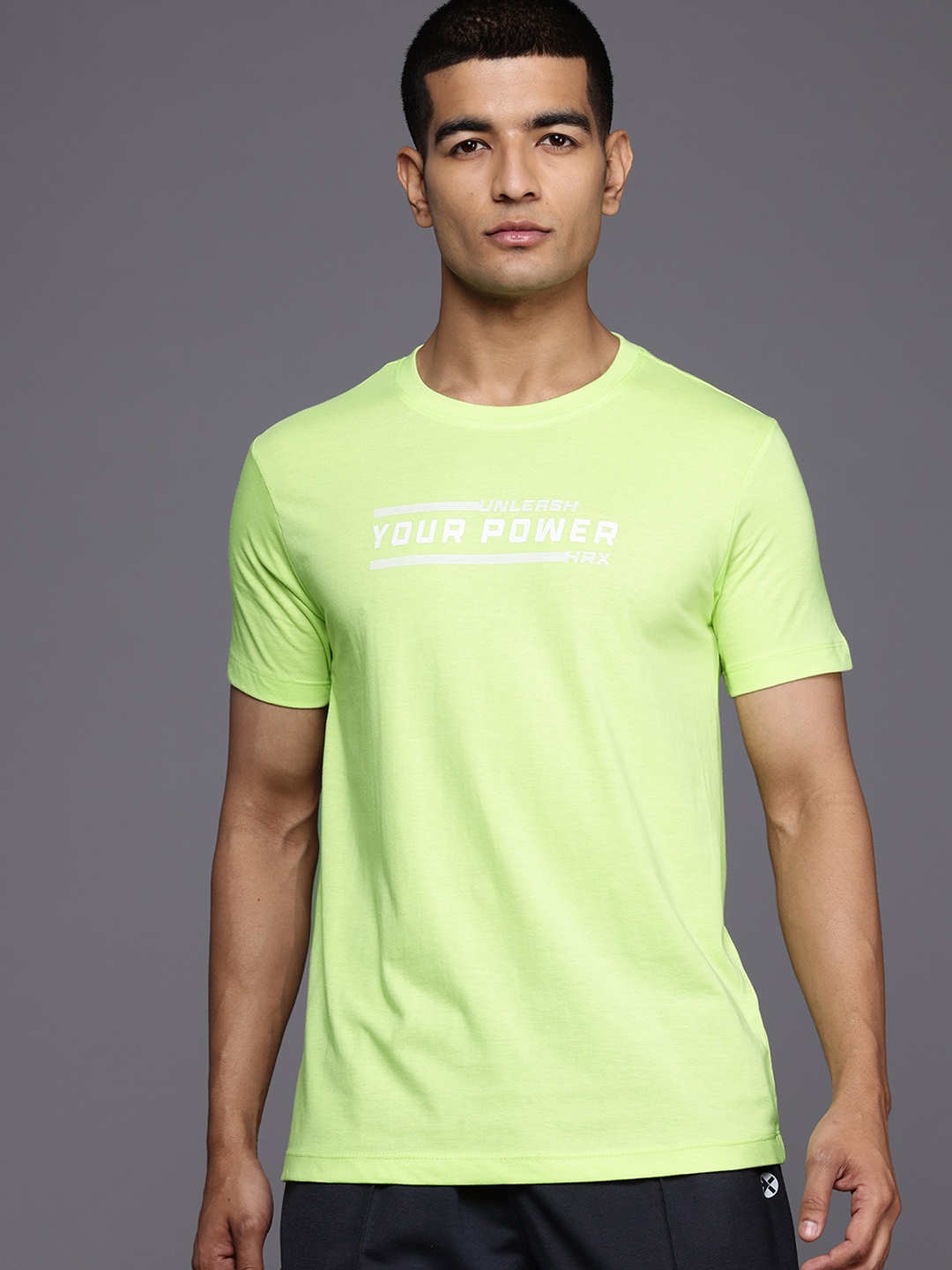 

HRX by Hrithik Roshan Rapid-Dry Printed Training T-shirt, Lime green