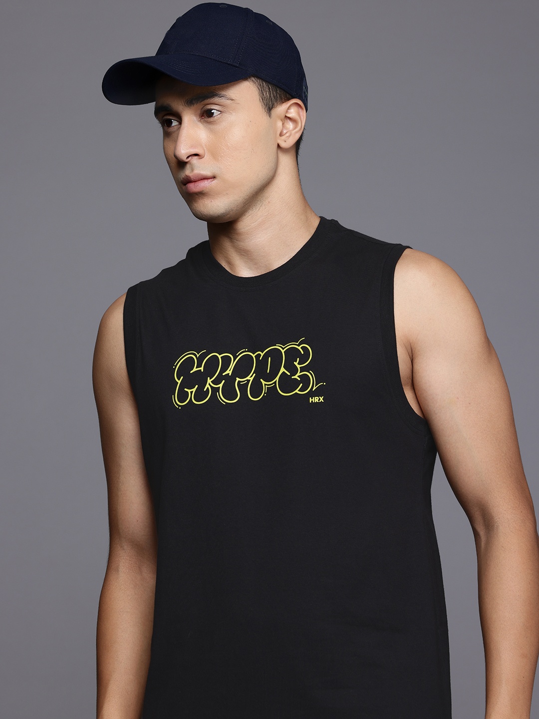 

HRX by Hrithik Roshan Printed Sleeveless Casual T-shirt, Black