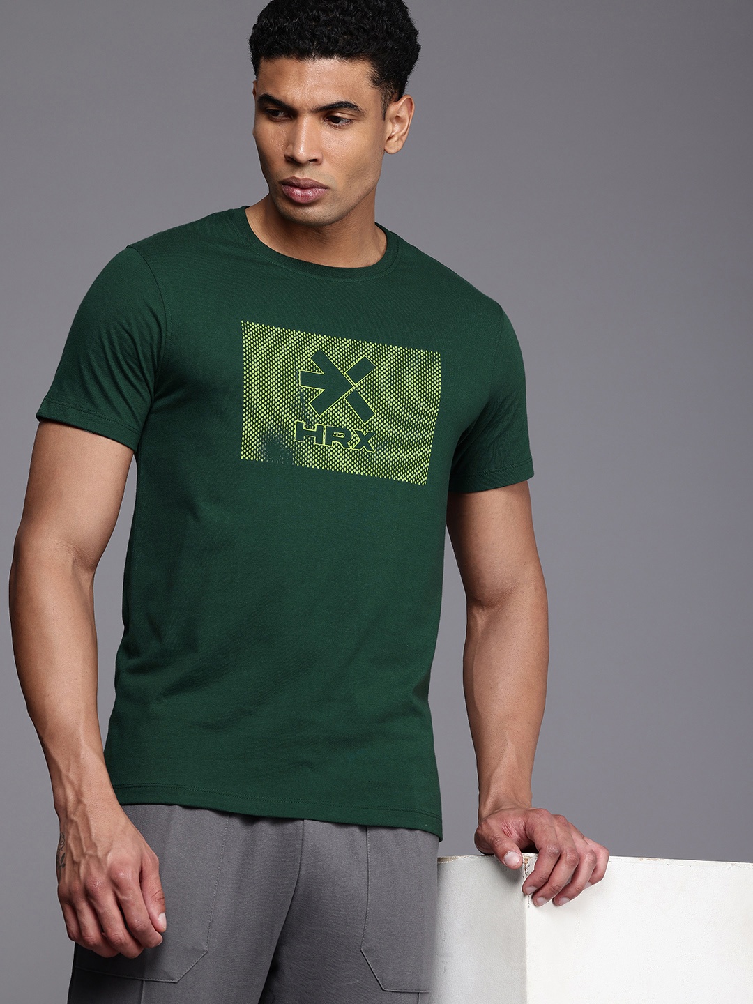 

HRX by Hrithik Roshan Brand Logo Printed T-shirt, Green