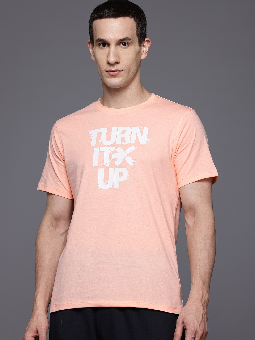 

HRX by Hrithik Roshan Typography Print Lifestyle T-shirt, Peach