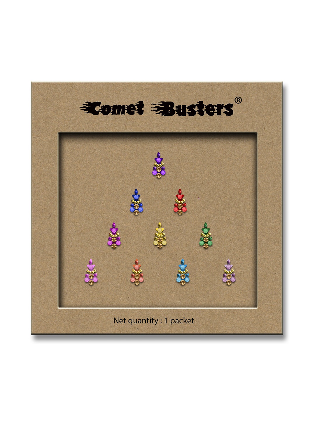 

Comet Busters 10-Pcs Handmade Traditional Designer Bindi - Multicolored, Multi