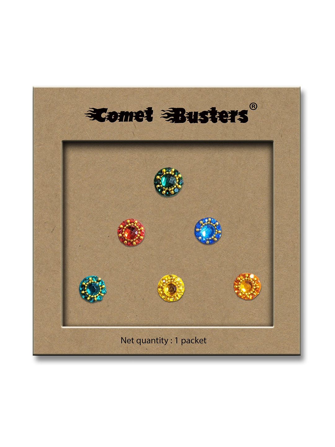 

Comet Busters 6-Pcs Handmade Traditional Designer Bindi - Multicolored, Multi