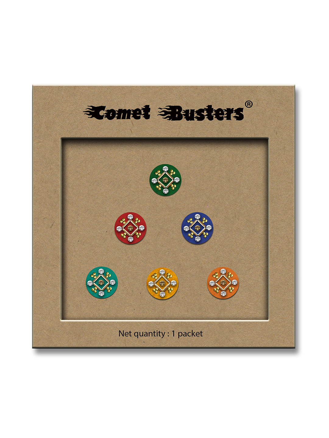 

Comet Busters 6-Pcs Handmade Traditional Designer Bindi - Multicolored, Multi