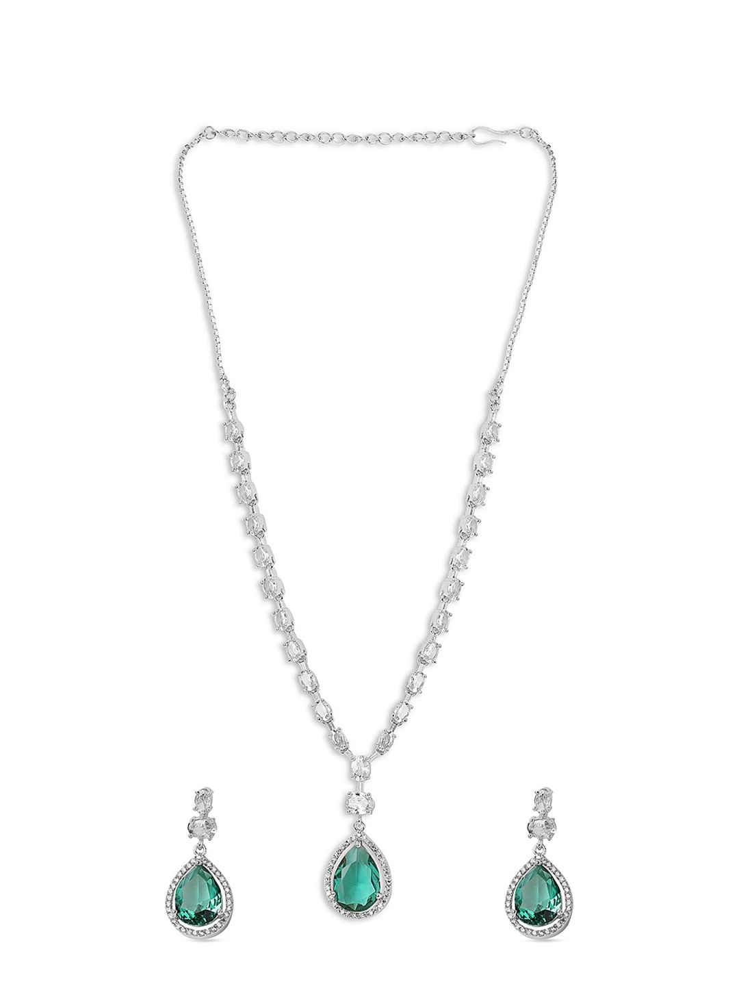 

Niska Crystal-Studded Necklace With Earrings, Silver