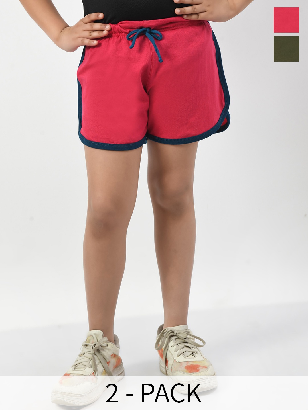 

BAESD Girls Pack of 2 High-Rise Cotton Shorts, Pink