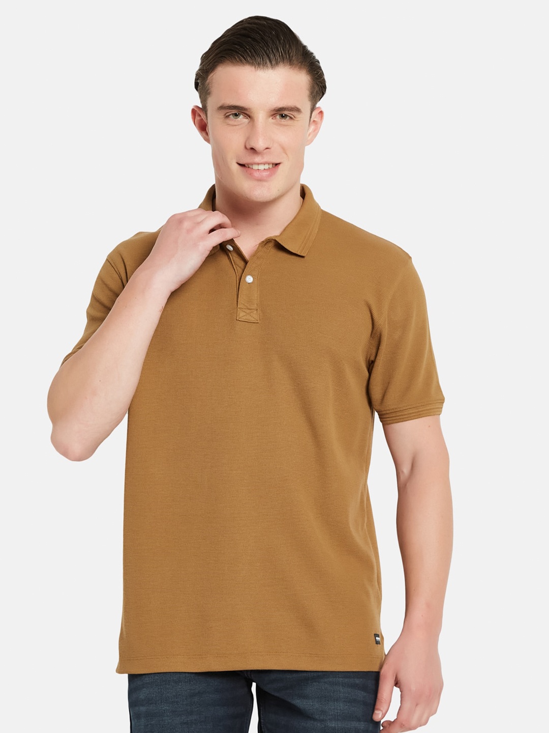 

Octave Polo Collar Short Sleeveless Regular Fit Cotton T-shirt, Mustard