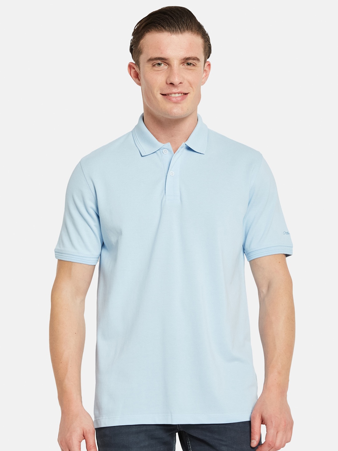 

Octave Polo Collar Short Sleeves Cotton T-shirt, Blue