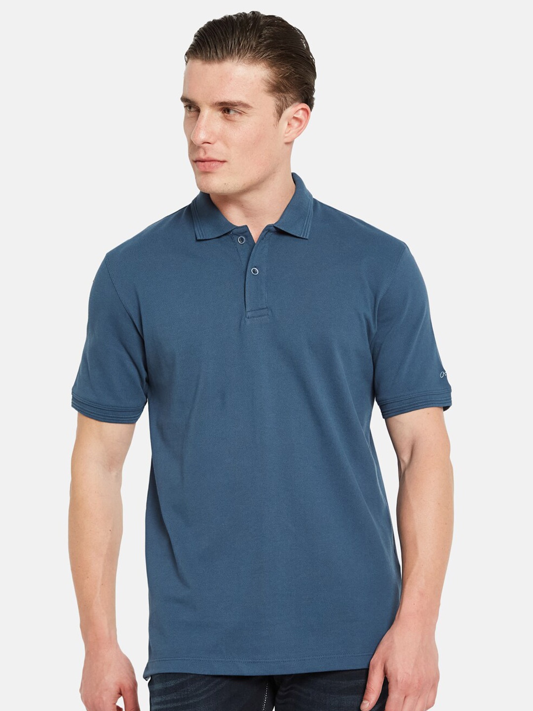 

Octave Polo Collar Short Sleeves Cotton T-shirt, Blue