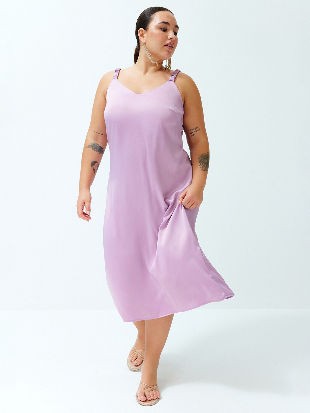 

Trendyol Shoulder Straps A-Line Midi Dress, Lavender