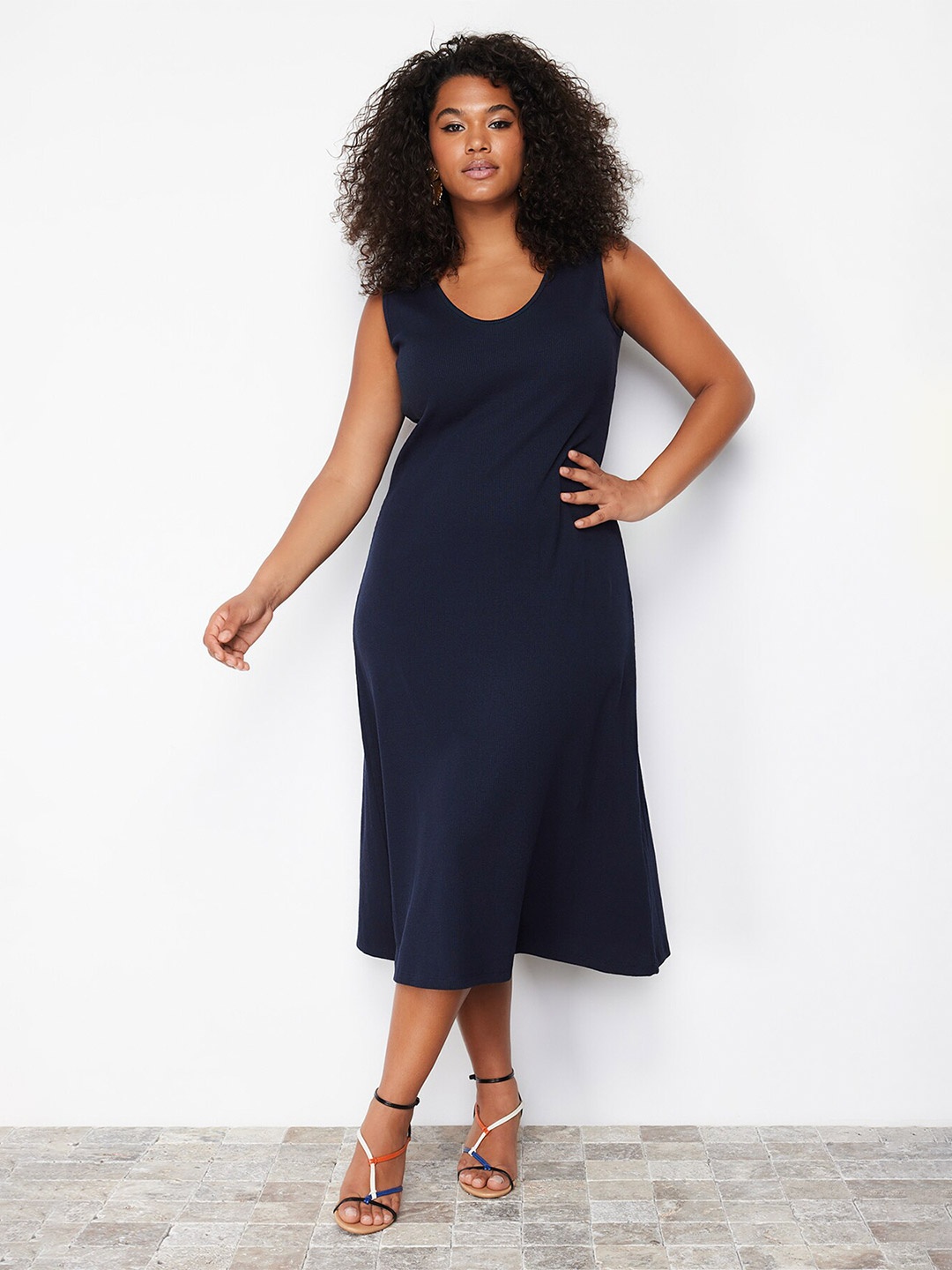 

Trendyol A-Line Midi Dress, Navy blue