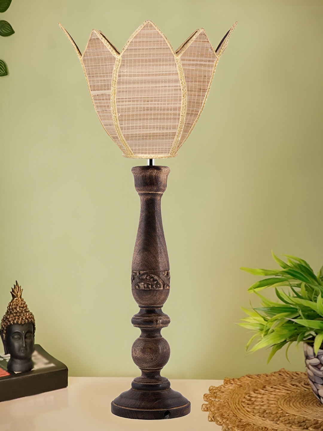 

Devansh Beige Wooden Contemporary Abstract Shaped Table Lamp