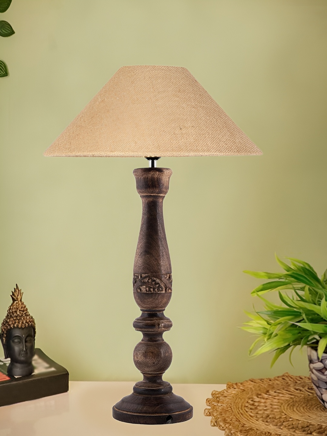 

Devansh Beige Wooden Contemporary Frustum Shaped Table Lamp