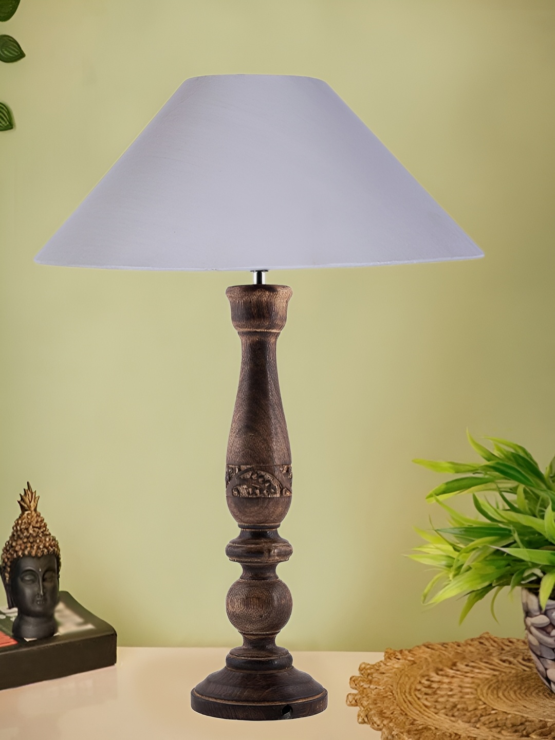 

Devansh Grey Wooden Contemporary Frustum Shaped Table Lamp