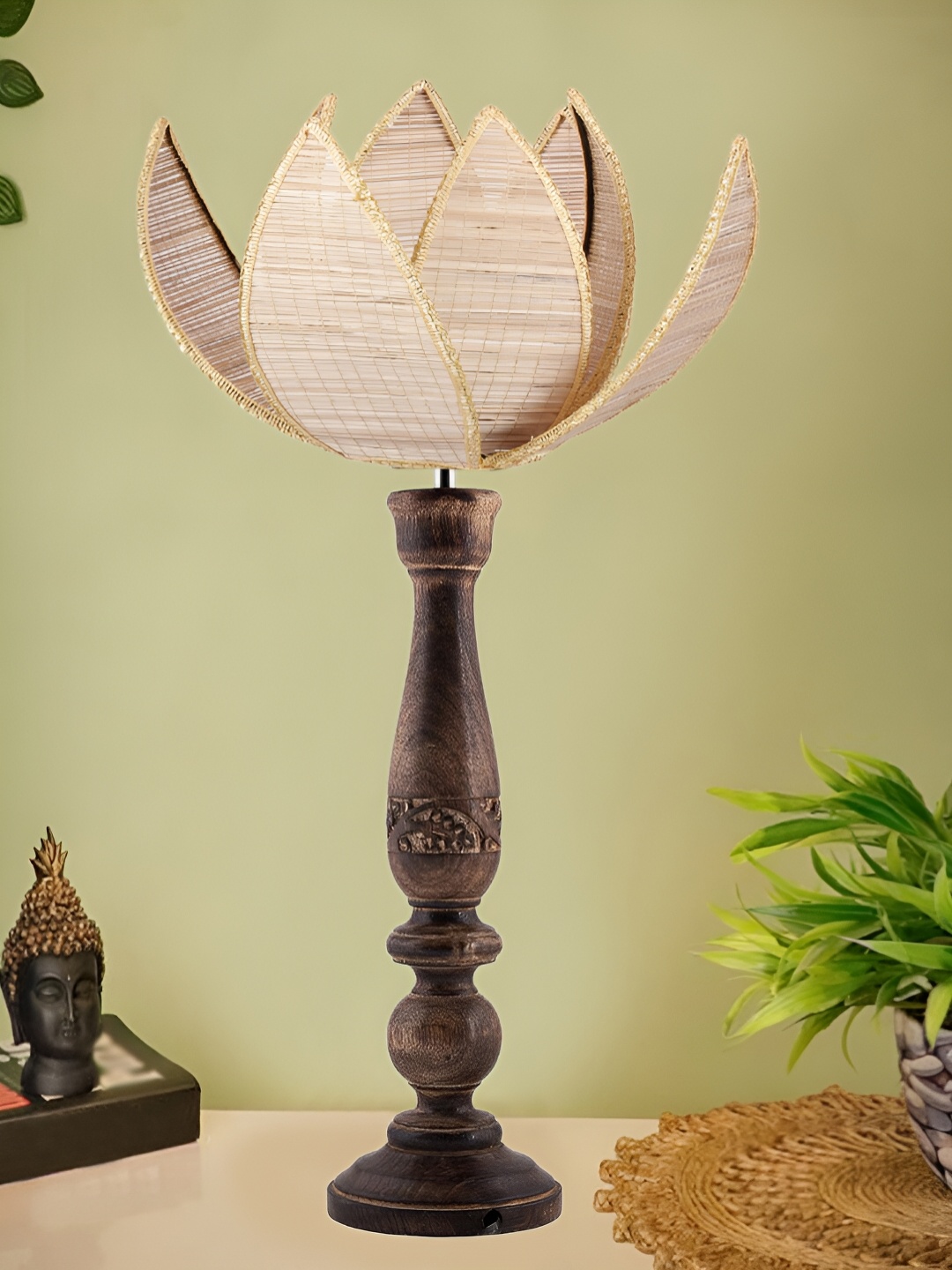 

Devansh Beige Wooden Contemporary Abstract Shaped Table Lamp