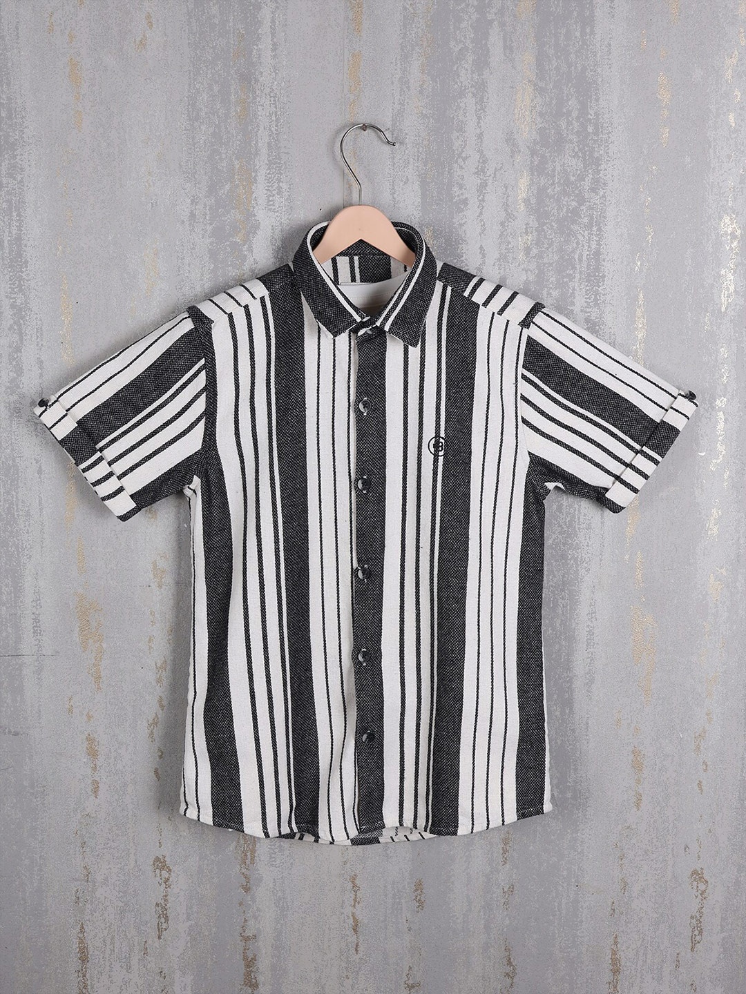 

Albion Boys Striped Pure Cotton Casual Shirt, Black
