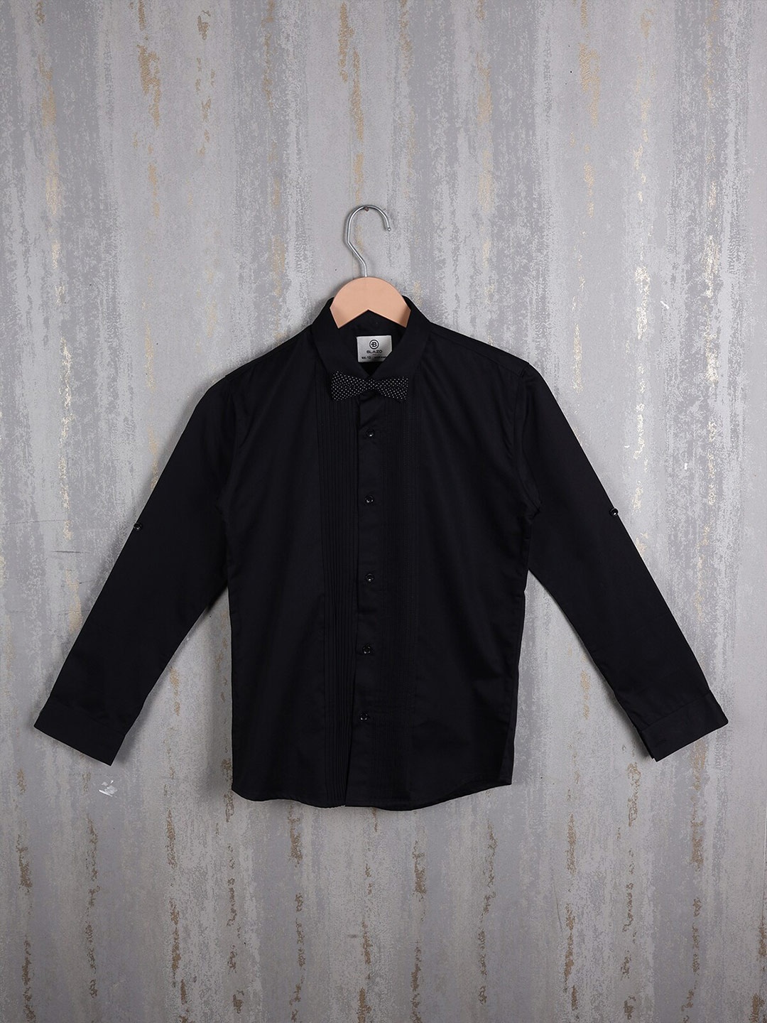 

Albion Boys Spread Collar Pure Cotton Casual Shirt, Black