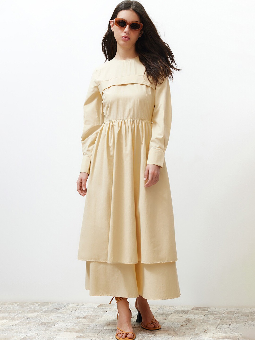 

Trendyol Fit & Flare Maxi Dress, Off white