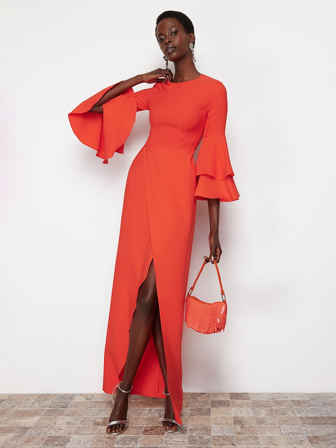 

Trendyol Bell Sleeve Maxi Dress, Red