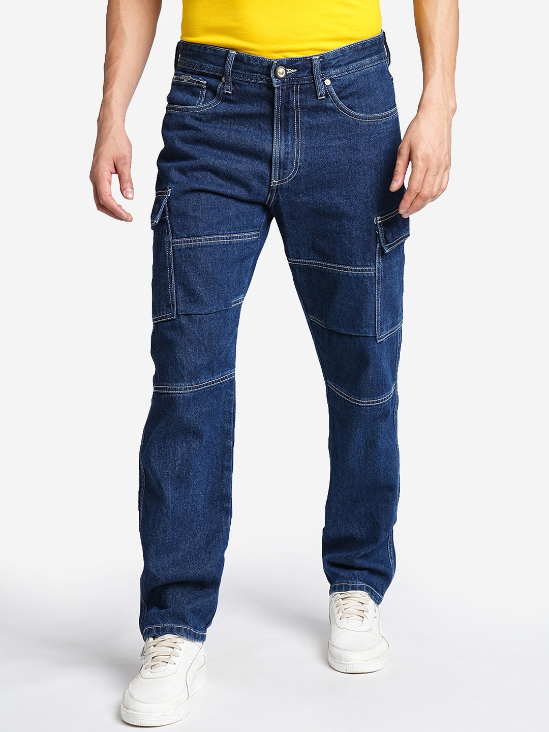 

Blue Buddha Men Comfort Relaxed Fit Light Fade Cargo Jeans