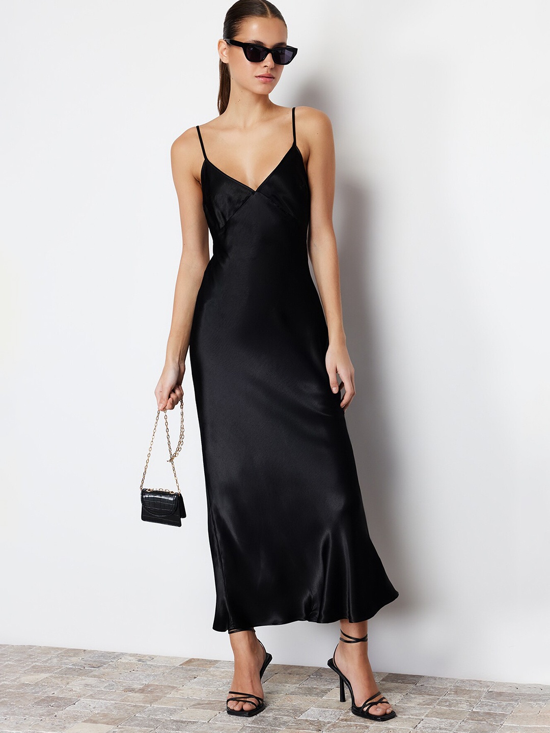 

Trendyol Shoulder Straps Maxi Dress, Black