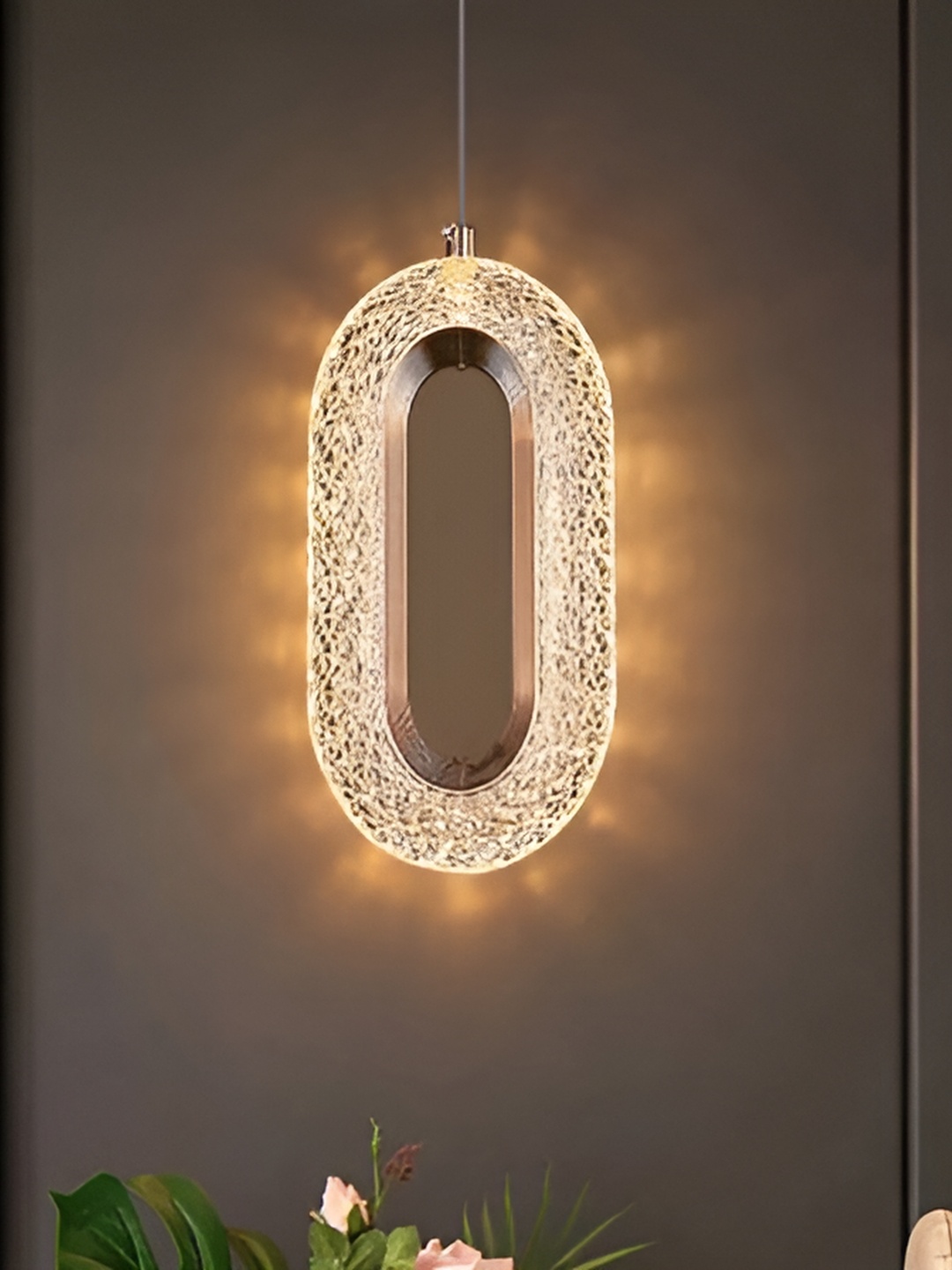 

Whiteray Gold-Toned Textured Contemporary Abstract Shaped Ceiling Lamp